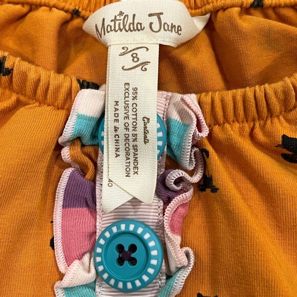 Matilda Jane Halloween Cat & Ghost Shirt Size 5 Orange & Green Cotton Blend - Picture 3 of 4